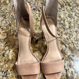 Tan High Heel Sandals with Ankle Strap